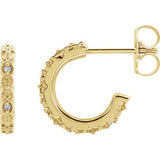 14K Yellow .04 CTW Diamond Vintage-Inspired J-Hoop Earrings - Siddiqui Jewelers