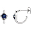 14K White Blue Sapphire Geometric J-Hoop Earrings - Siddiqui Jewelers