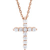 14K Rose 14.6x10.5 mm 1/4 CTW Diamond Cross 16-18" Necklace - Siddiqui Jewelers