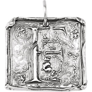 Sterling Silver Initial "F" Vintage-Inspired Pendant - Siddiqui Jewelers