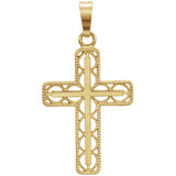 14K Yellow 28x14.7 mm Milgrain Cross Pendant - Siddiqui Jewelers