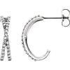 14K White 1/4 CTW Diamond Criss-Cross J-Hoop Earrings - Siddiqui Jewelers
