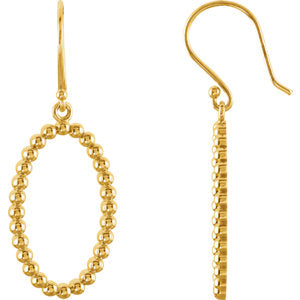 14K Yellow Oval Beaded Design Earrings - Siddiqui Jewelers
