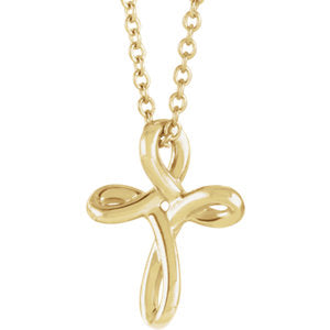 14K Yellow 13.35x10.42 mm Youth Cross 16-18" Necklace - Siddiqui Jewelers