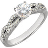 10K White 5.2 mm Round Cubic Zirconia & 1/5 CTW Diamond Engagement Ring - Siddiqui Jewelers