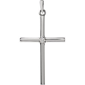 Sterling Silver 30.4x16.3 mm .03 CTW Diamond Cross Pendant - Siddiqui Jewelers