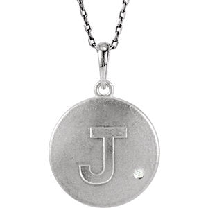 Sterling Silver .005 CTW Diamond Initial J 18" Necklace - Siddiqui Jewelers
