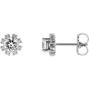 14K White Sapphire & .07 CTW Diamond Earrings - Siddiqui Jewelers