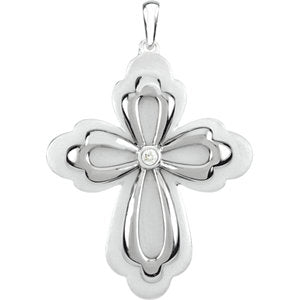 Sterling Silver .04 CTW Diamond Cross Pendant - Siddiqui Jewelers