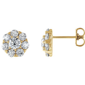 14K Yellow 5/8 CTW Diamond Cluster Earrings - Siddiqui Jewelers