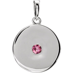 14K White Tourmaline Disc Pendant - Siddiqui Jewelers