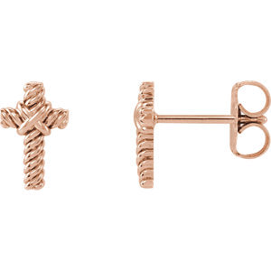 14K Rose Rope Cross Earrings - Siddiqui Jewelers