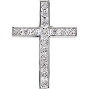 14K White 3/4 CTW Diamond 26.1x18.9 mm Cross Pendant - Siddiqui Jewelers