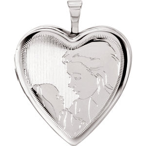Sterling Silver 20.75x19.25 mm Child & Mother Heart Locket - Siddiqui Jewelers