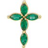 14K Yellow Chatham® Created Emerald Cross Pendant - Siddiqui Jewelers