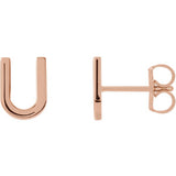 14K Rose Initial U Earring - Siddiqui Jewelers