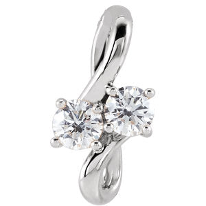 14K White 1/5 CTW Diamond Two-Stone Bypass Pendant - Siddiqui Jewelers