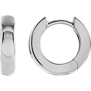 14K White 12 mm Hinged Earrings - Siddiqui Jewelers