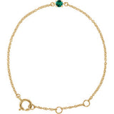 14K Yellow Imitation Emerald Youth Birthstone 4 1/2-5 1/2" Bracelet - Siddiqui Jewelers