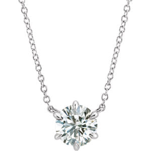 14K White 5/8 CT Diamond Solitaire 18" Necklace - Siddiqui Jewelers