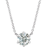 14K White 1/2 CT Diamond Solitaire 18" Necklace - Siddiqui Jewelers