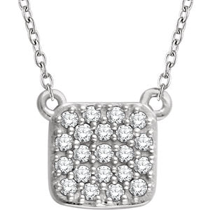 14K White 1/6 CTW Diamond Square Cluster 16-18" Necklace - Siddiqui Jewelers