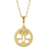14K Yellow Youth Butterfly Disc 15" Necklace - Siddiqui Jewelers