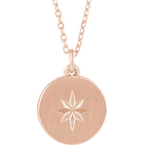 14K Rose Starburst Disc 16-18" Necklace - Siddiqui Jewelers