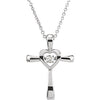14K White .08 CTW Diamond Heart Cross Mystara® 18" Necklace - Siddiqui Jewelers