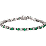 14K White Emerald & 2 1/3 CTW Diamond Line 7"  Bracelet - Siddiqui Jewelers