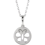 14K White Youth Butterfly Disc 15" Necklace - Siddiqui Jewelers