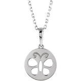 Sterling Silver Youth Butterfly Disc 15" Necklace - Siddiqui Jewelers