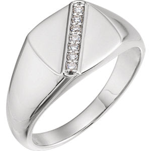 14K White 1/10 CTW Diamond 12 mm Square Signet Ring - Siddiqui Jewelers