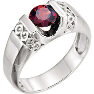 Sterling Silver Men's Mozambique Garnet Ring - Siddiqui Jewelers