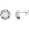 14K White Opal & 1/6 CTW Diamond Earrings - Siddiqui Jewelers