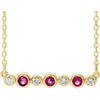 14K Yellow Pink Tourmaline & .08 CTW Diamond Bezel-Set Bar 16-18" Necklace - Siddiqui Jewelers
