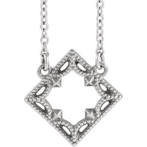 Sterling Silver Vintage-Inspired Geometric 16" Necklace - Siddiqui Jewelers