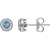 14K White Swiss Blue Topaz "December" Birthstone Earrings - Siddiqui Jewelers