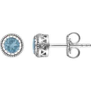 14K White Swiss Blue Topaz "December" Birthstone Earrings - Siddiqui Jewelers