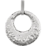 14K White Hammered Circle Pendant - Siddiqui Jewelers