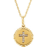 14K Yellow .05 CTW Diamond Cross Rope 16-18" Necklace - Siddiqui Jewelers