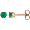 14K Rose 4 mm Round Emerald Earrings - Siddiqui Jewelers