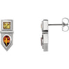 14K White Multi-Gemstone Geometric Bar Drop Earrings - Siddiqui Jewelers
