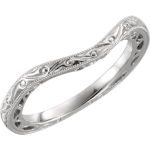 14K White Design-Engraved Band - Siddiqui Jewelers