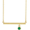 14K Yellow Chatham® Created Emerald Bezel-Set 18" Bar Necklace - Siddiqui Jewelers