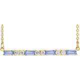 14K Yellow Tanzanite & 1/5 CTW Diamond Bar 16-18" Necklace - Siddiqui Jewelers