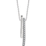 14K White 1/5 CTW Diamond 16-18" Bar Necklace - Siddiqui Jewelers