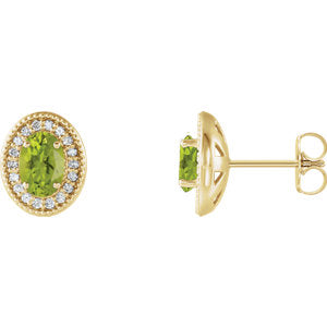 14K Yellow Peridot & 1/5 CTW Diamond Halo-Style Earrings - Siddiqui Jewelers