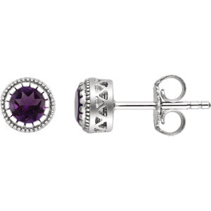 14K White Amethyst "February" Birthstone Earrings - Siddiqui Jewelers