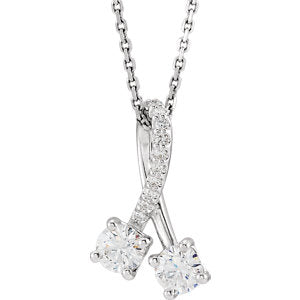 14K White 1/2 CTW Diamond Freeform 16-18" Necklace - Siddiqui Jewelers